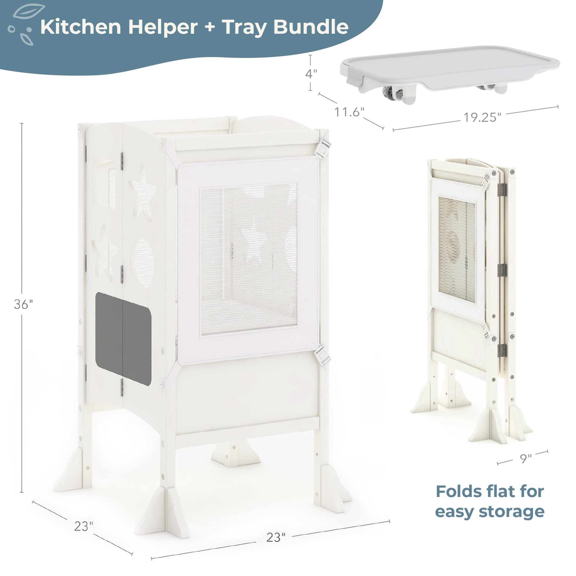 Contemporary Kitchen Helper Toddler Tower and Mealtime and Play Tray Bundle