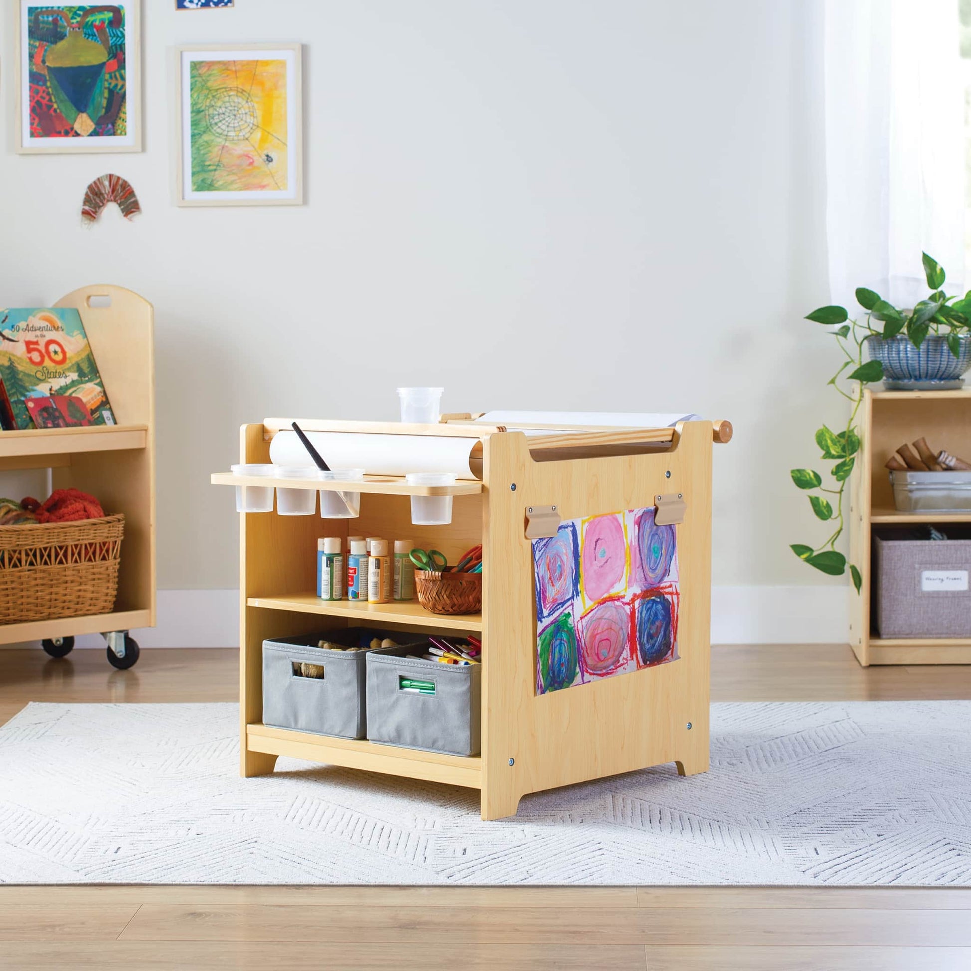 Kids' Desk to Easel Art Cart