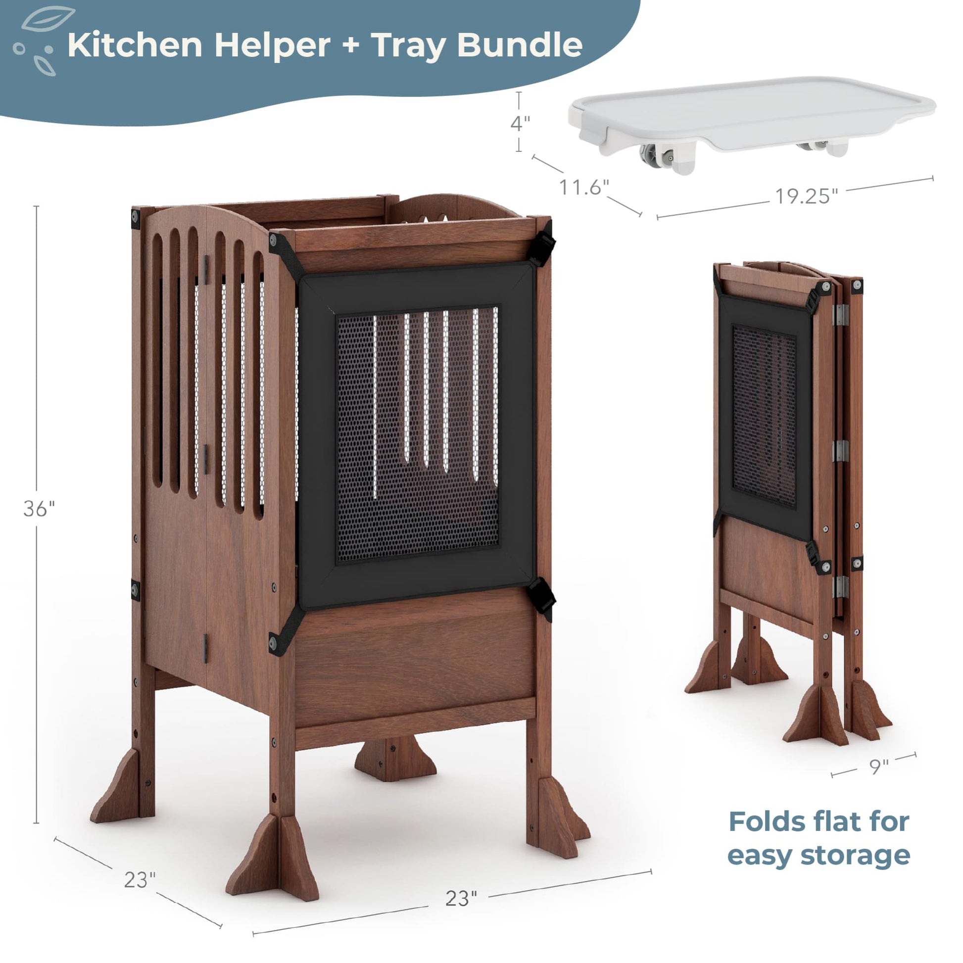 Contemporary Kitchen Helper Toddler Tower and Mealtime and Play Tray Bundle